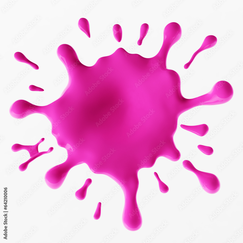 Pink glossy gum blot with splashes. Isolated on white Pink glossy gum blot with splashes. Isolated on white