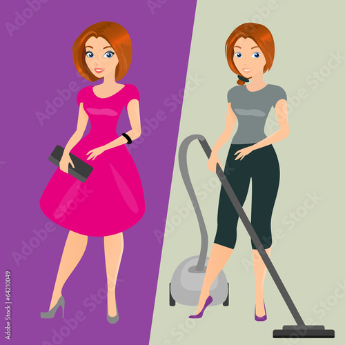Young sensual pretty woman - dual composition