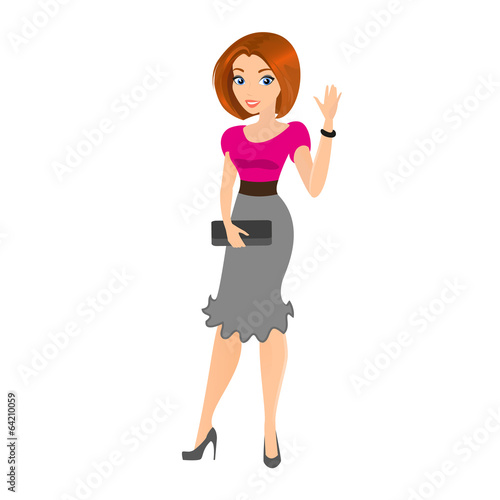 Young pretty woman is wearing fashion dress.