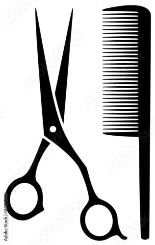 isolated scissors and comb