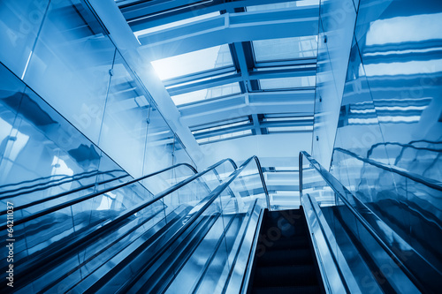 modern blue escalator