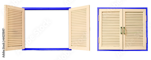 wooden window on isolated