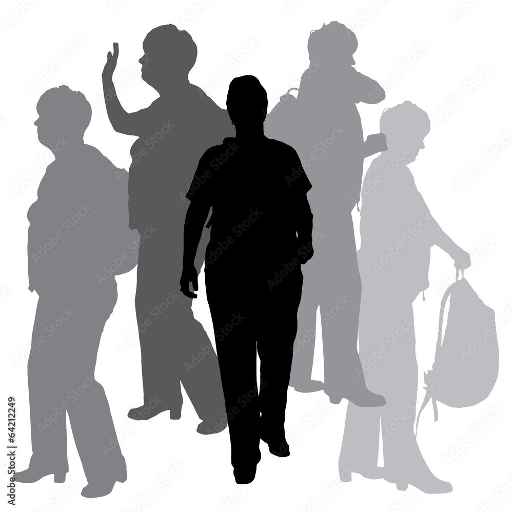 Vector silhouette of a people with a backpack. Vector silhouette of a people with a backpack.