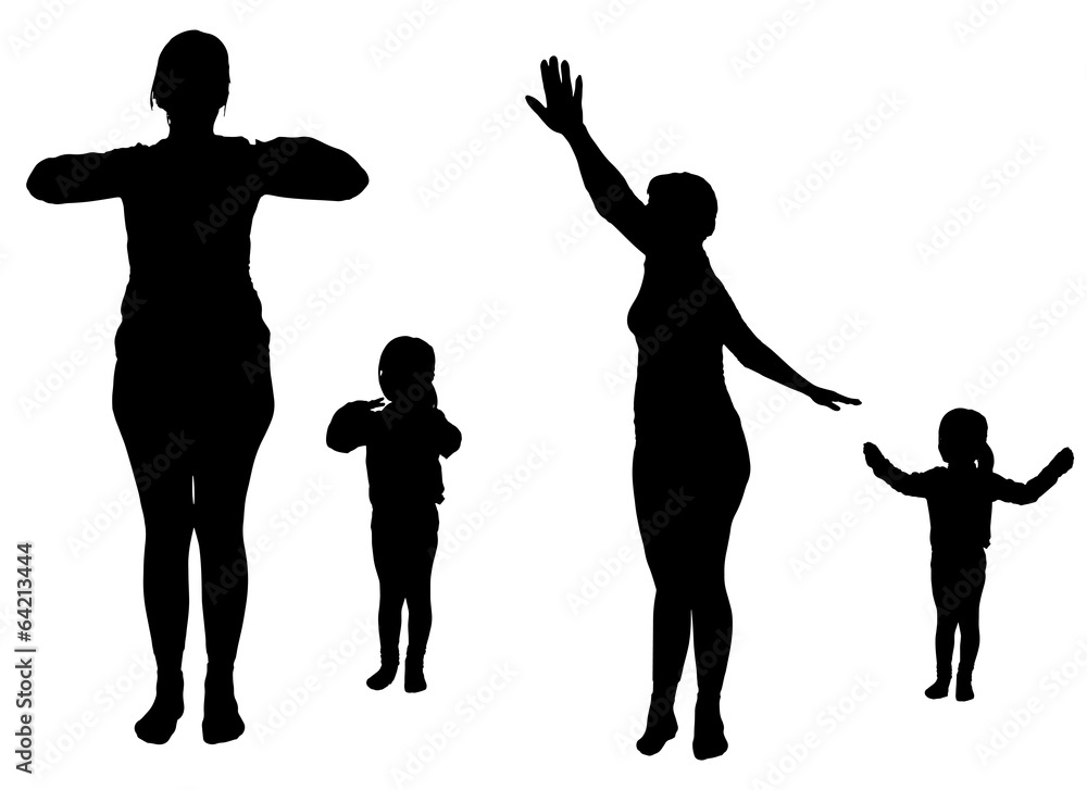 Vector silhouette of a woman with a child.