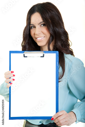 Portrait of smiling business woman with paper folder