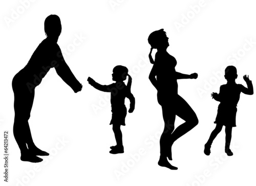 Vector silhouette of a woman with a child.