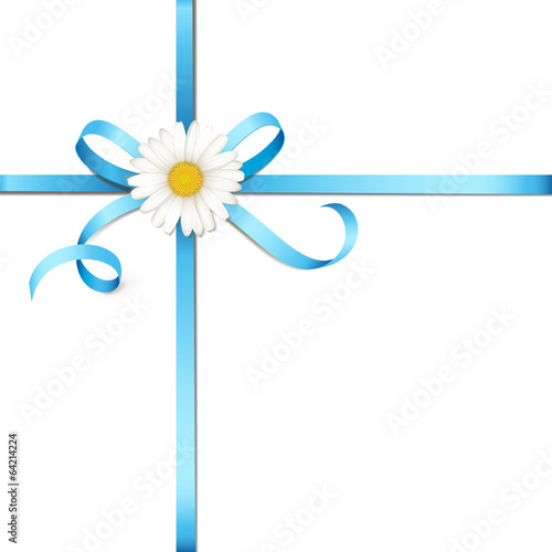 Blaue Schleife mit Margerite - überkreuz