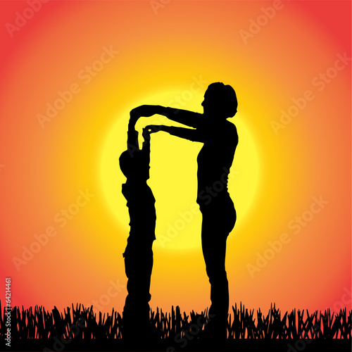 Vector silhouette of family.