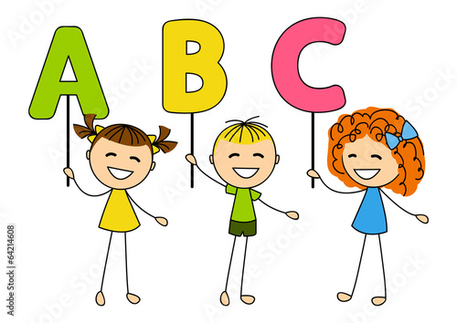 Cute little kids with ABC letters