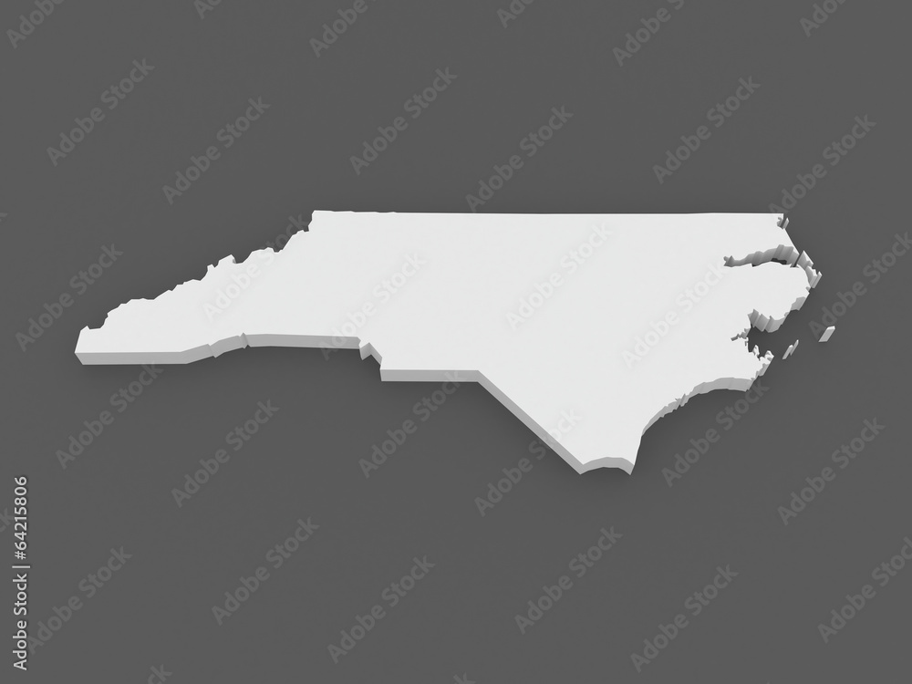 Fototapeta premium Three-dimensional map of North Carolina. USA.