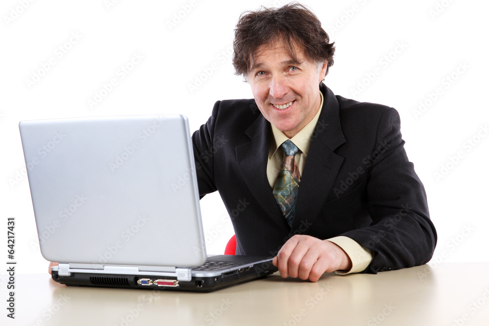 Business man sitting in front of his computer and working Business man sitting in front of his computer and working