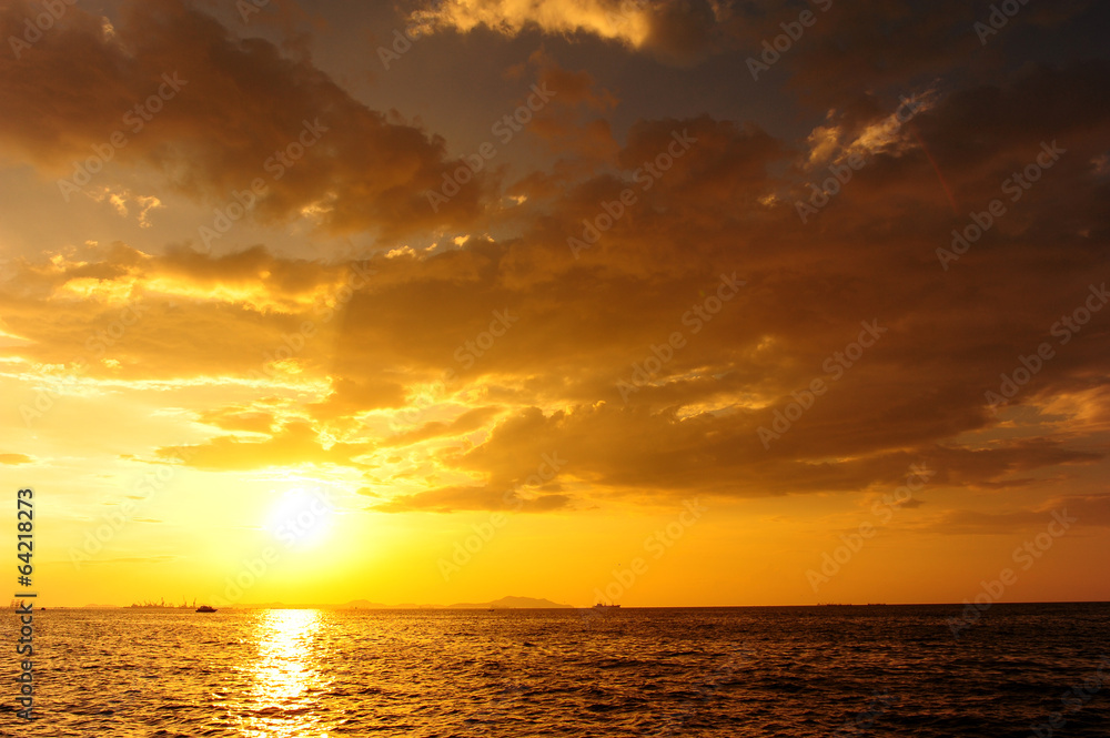 Sea Sunset and Cloudscape Background