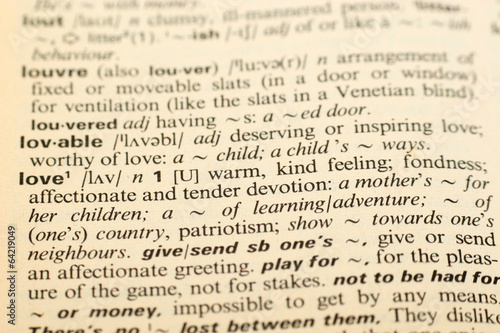 Word Love in a dictionary