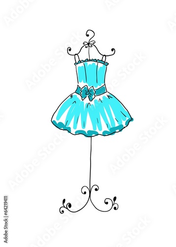 magnificent blue dress on a hanger