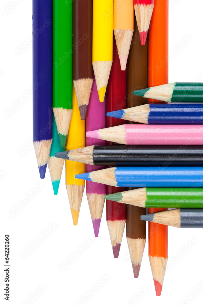 Fototapeta premium Coloured pencils on white background