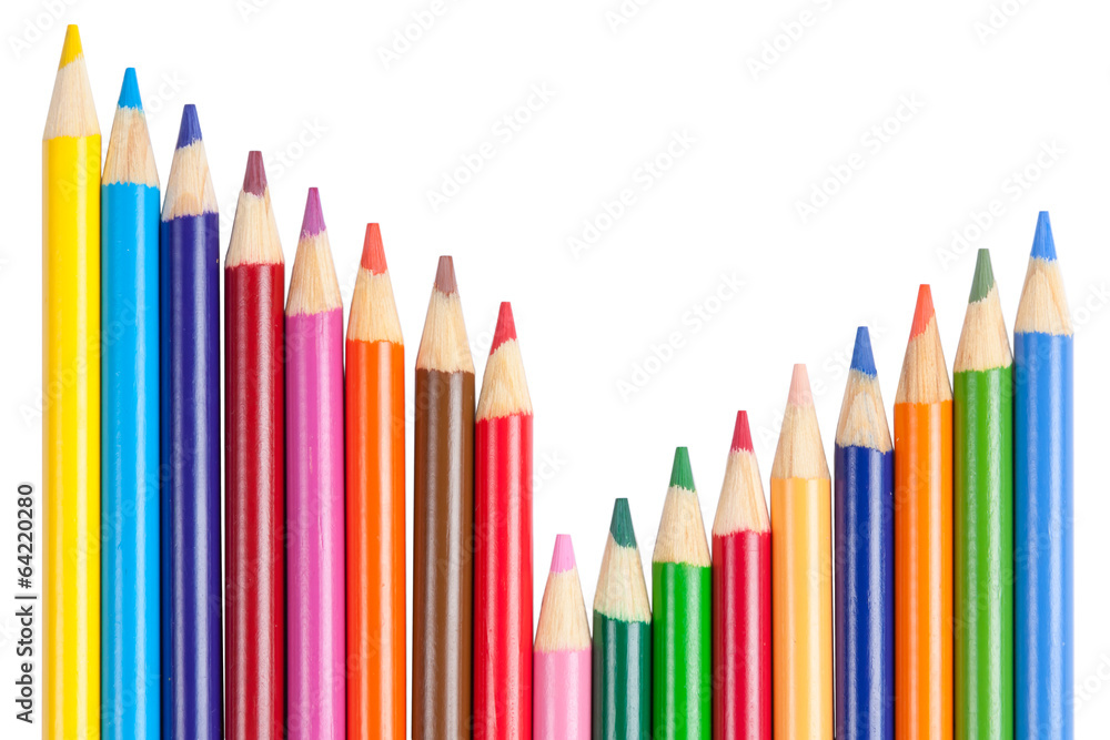 Coloured pencils on white background Coloured pencils on white background