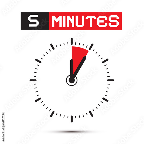 Five Minutes Stop Watch - Clock Vector Illustration