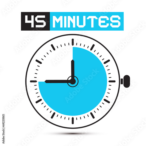 Forty Five Minutes Stop Watch - Clock Vector Illustration
