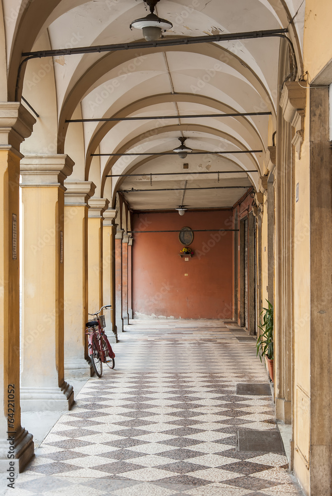 Tiled passageway,Bologna,Italy