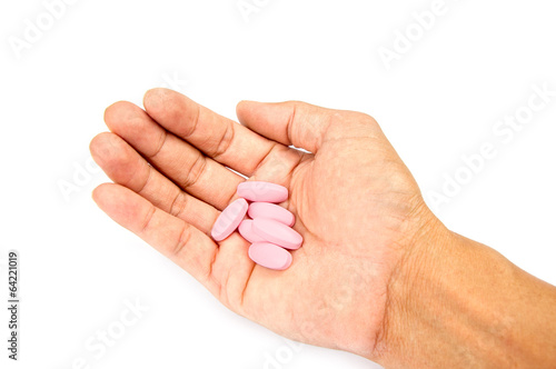hand with medicine isolated