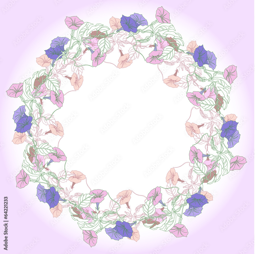 Wreath with pink and blue bindweed