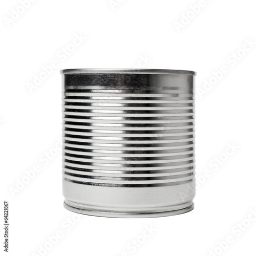 Tin can on white background