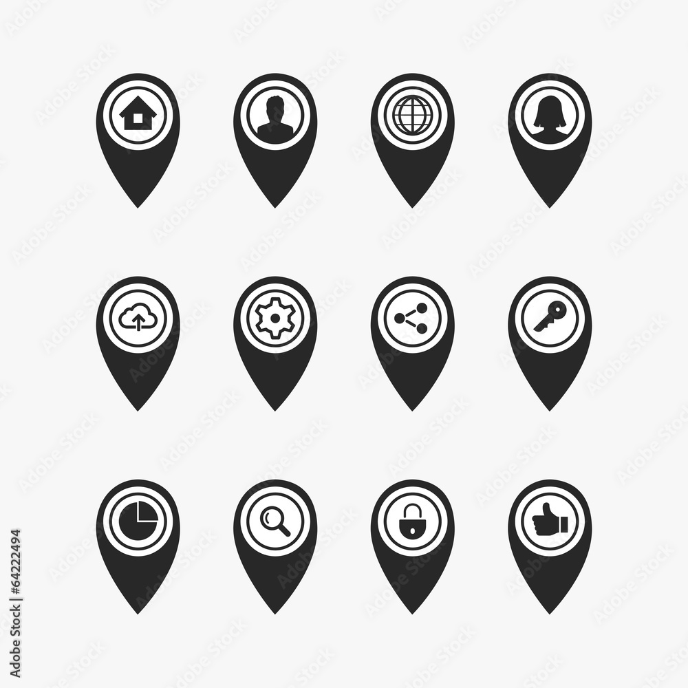 Map Location business vector icons signs Map Location business vector icons signs