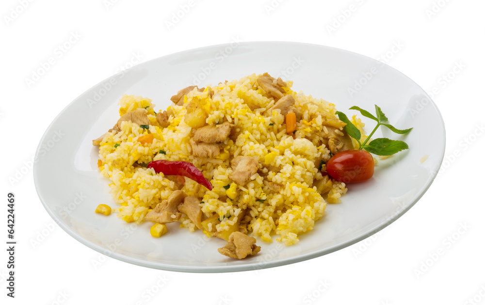 Rice with chicken and pineple