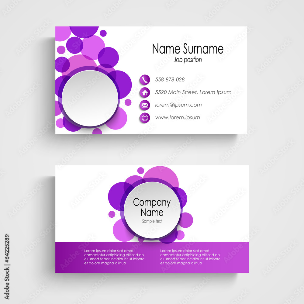 Modern violet round business card template Modern violet round business card template