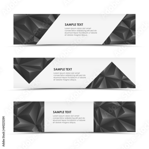 Abstract grey pyramid horizontal banners