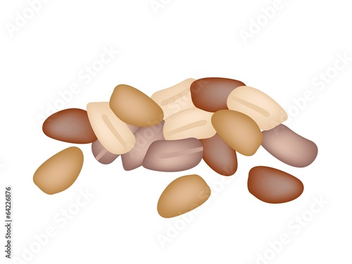 A Pile of Peanuts on White Background