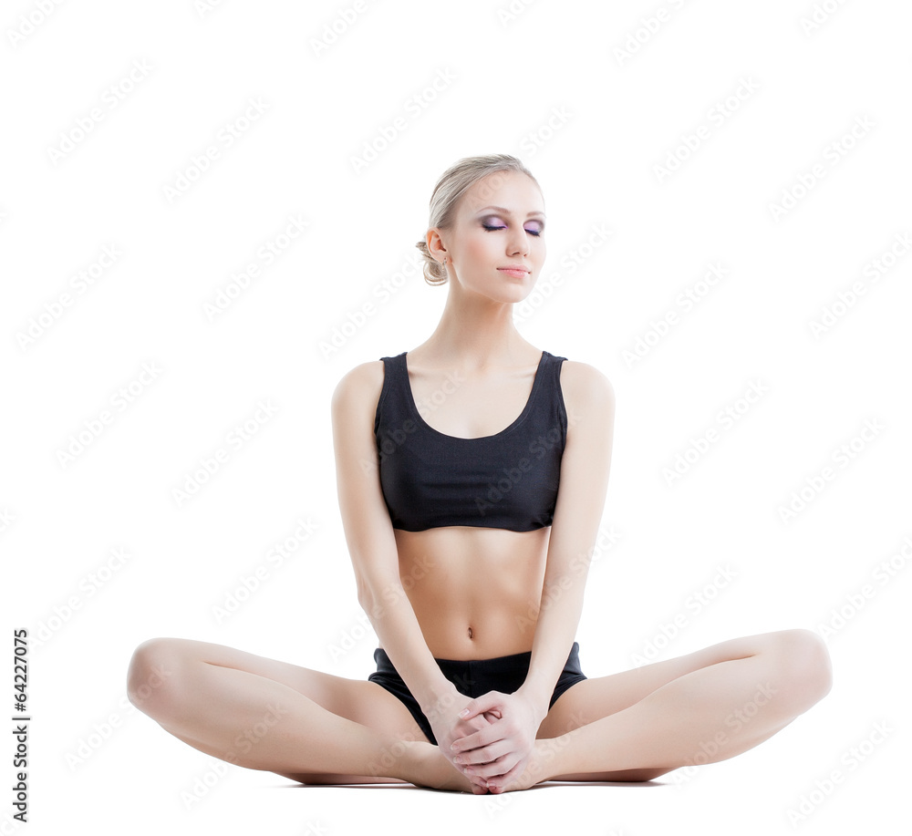 Relaxed athletic girl posing in studio Relaxed athletic girl posing in studio