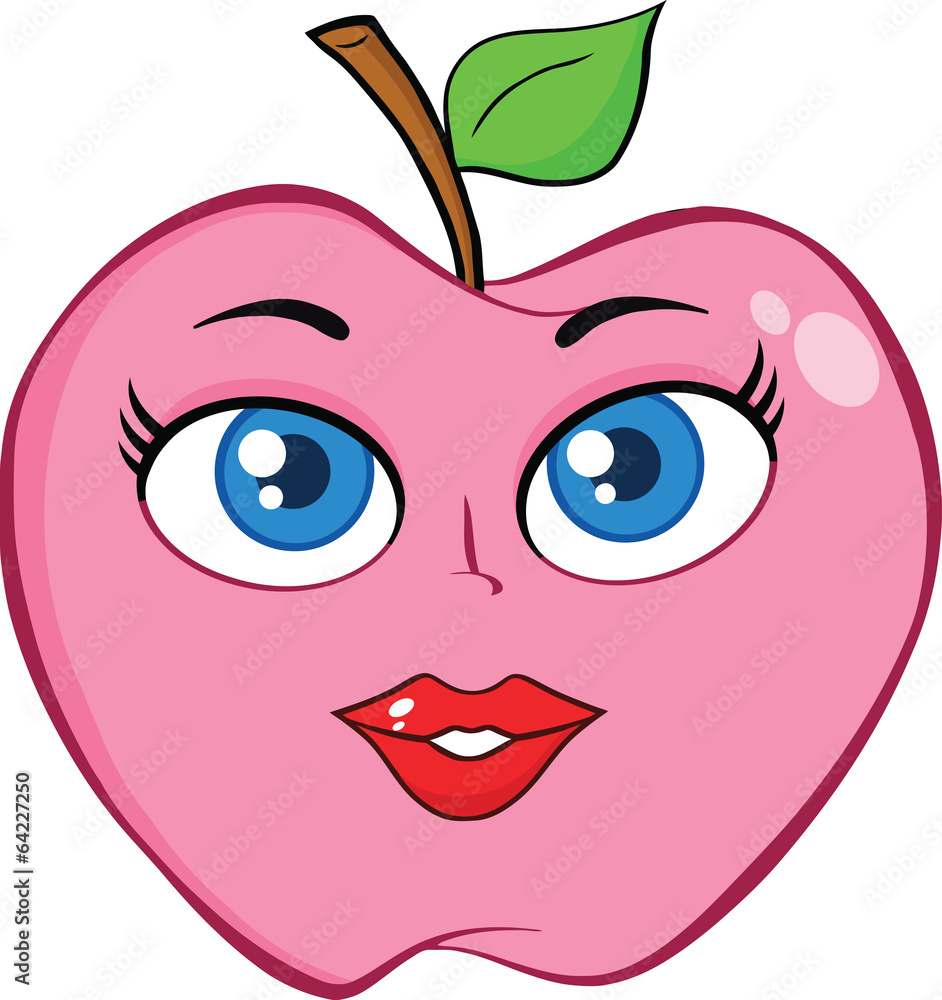 Pink Apple With Woman Face Pink Apple With Woman Face