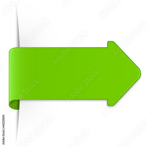 Long light green sticker arrow with shadow & copy space