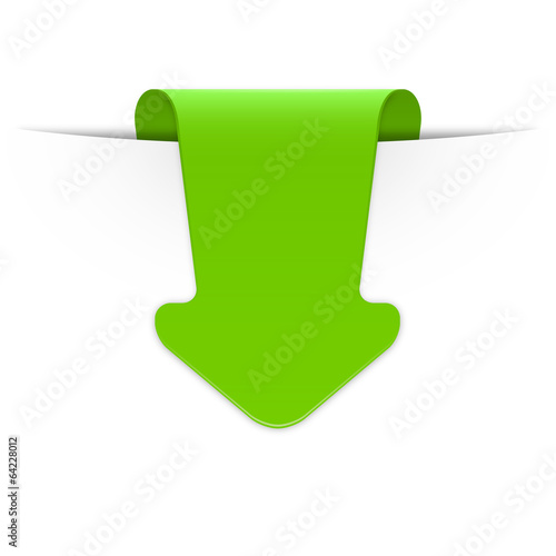 Hellgrüner Sticker Pfeil mit Schatten und Textfreiraum
