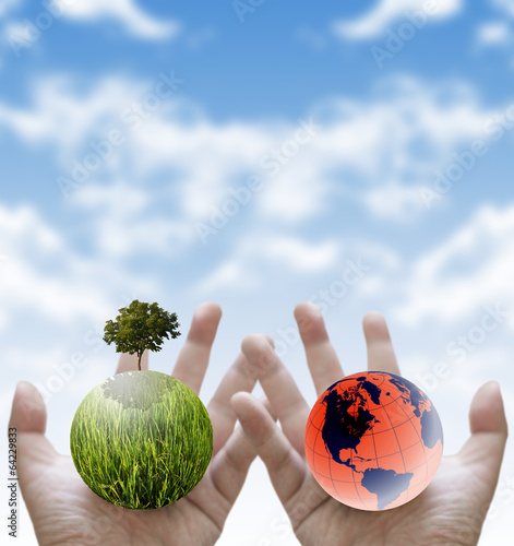 Plant the tree for stop global waming, Sustainable concept photo