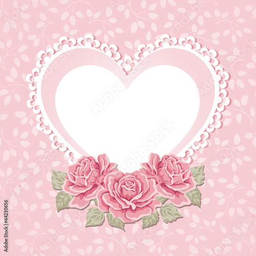 Greeting card with heart shape. Valentine's day background. © olgamurkot