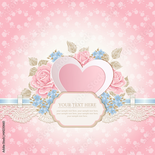 Greeting card. Vintage background with lace.