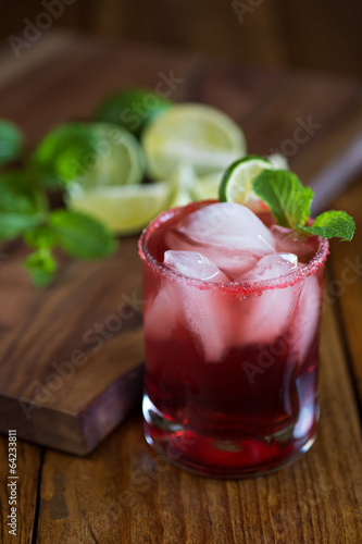 Red cocktail in a glass