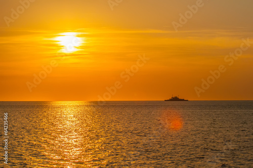 sunset on sea with ferry in distance © digidreamgrafix