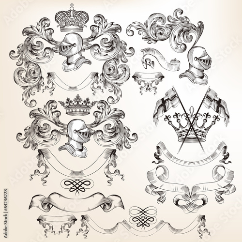 Collection of vector heraldic elements for design