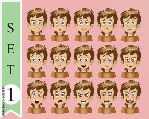 collection of vector cartoon emotion face