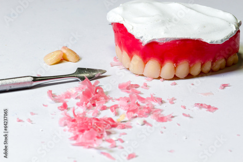 tool for make a wax dentures model. table of dental technician w