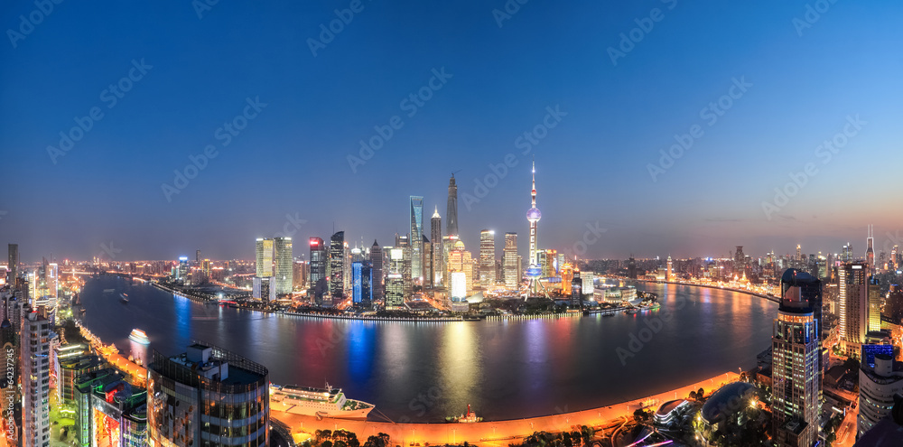 shanghai night view panoramic