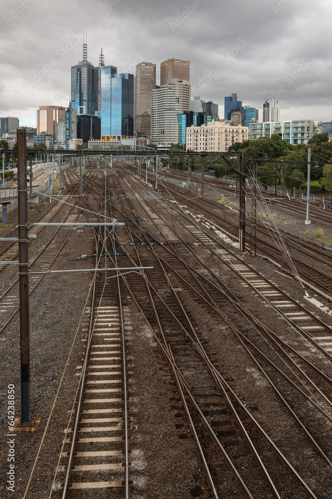 railway tracks in Melbourne, Australia railway tracks in Melbourne, Australia