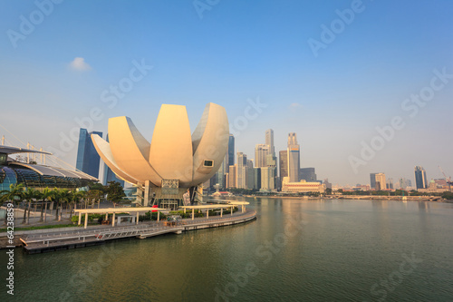 Singapore city skyline at Marina Bay in the morning