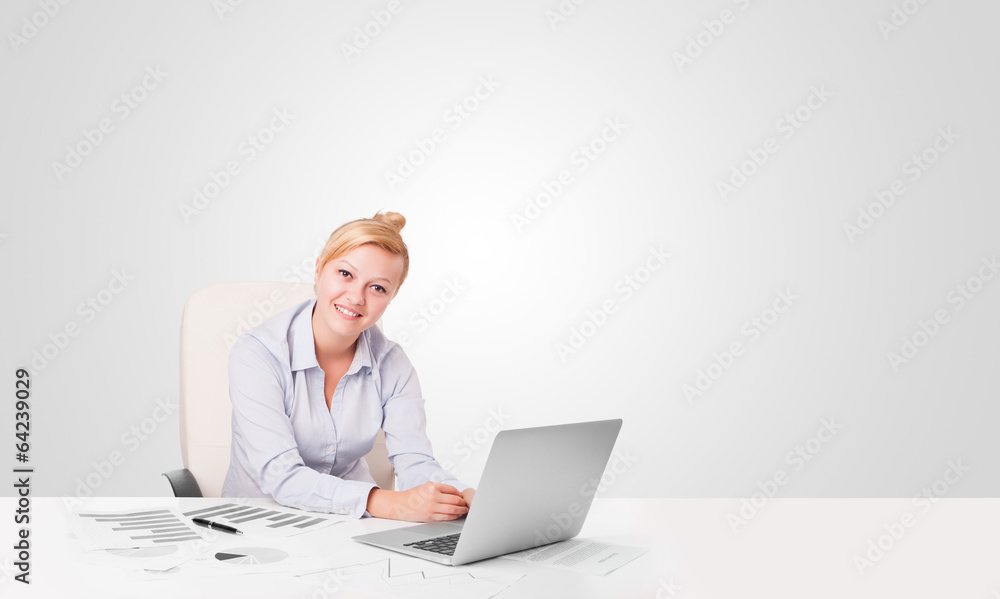 Young businesswoman with plain white copy space Young businesswoman with plain white copy space