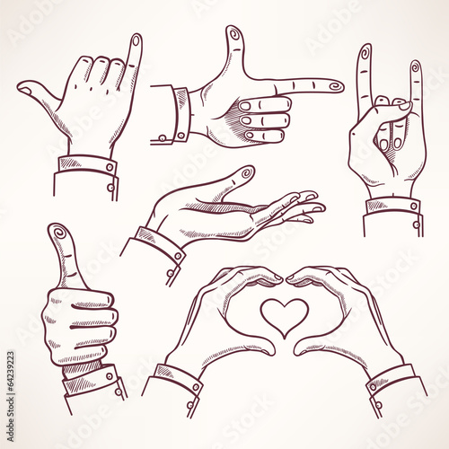 contour sketch hands - 1