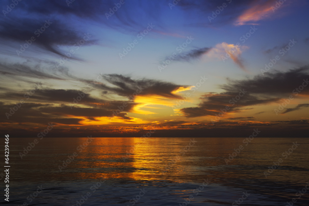Colour sunset in Pacific ocean