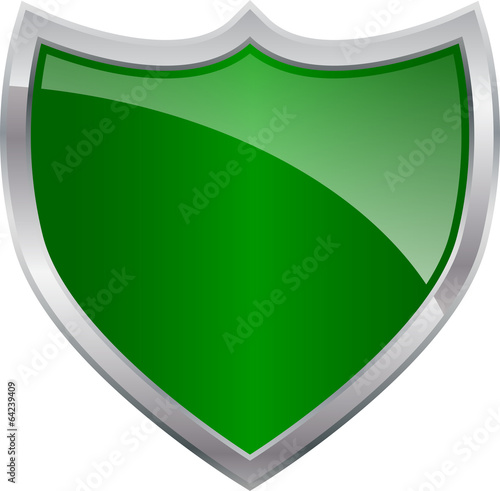 Free Download Glossy Shiny Shield Green with Silver Border Vector Drawing - GFXLoad